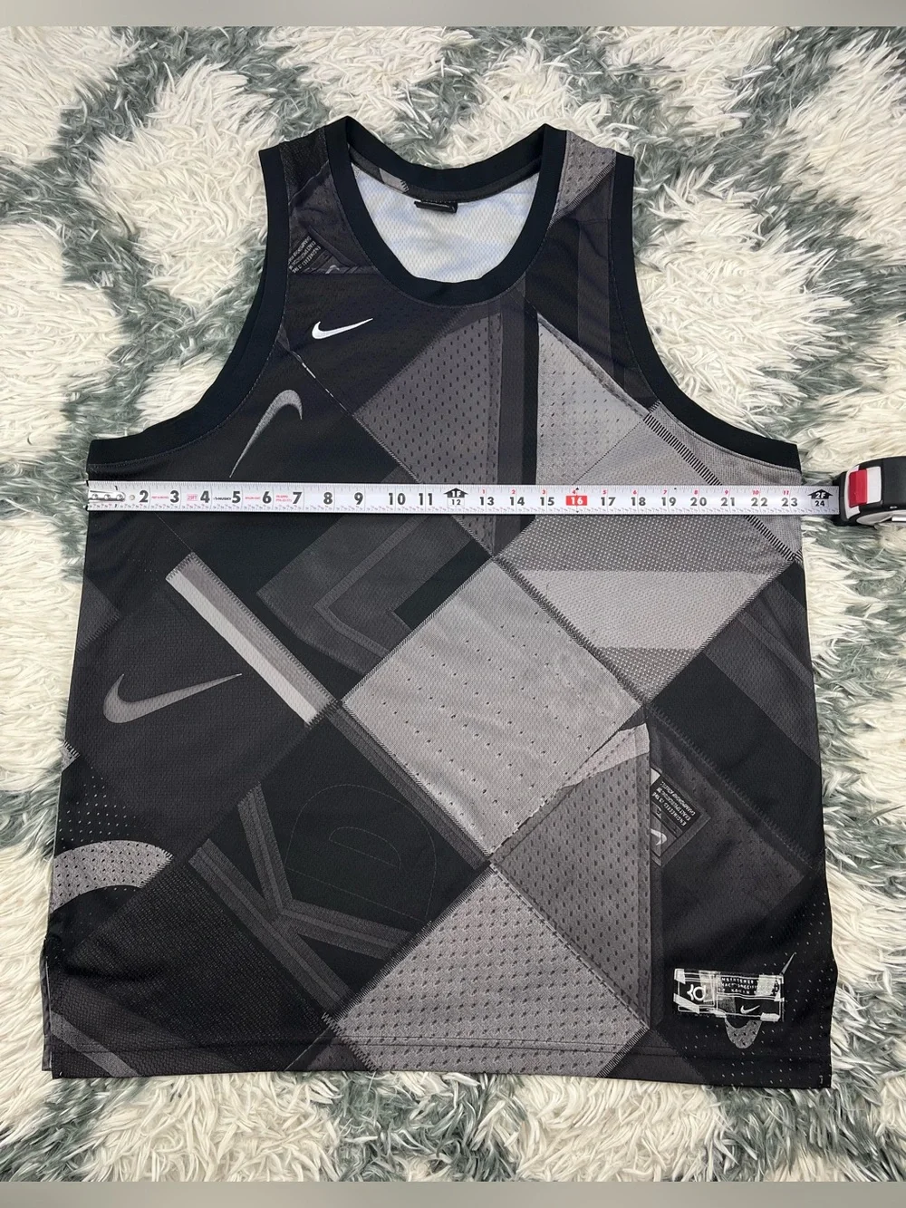 Nike Basketball KD Kevin Durant Tank Top Jersey Sleeveless Black Pattern Size XL